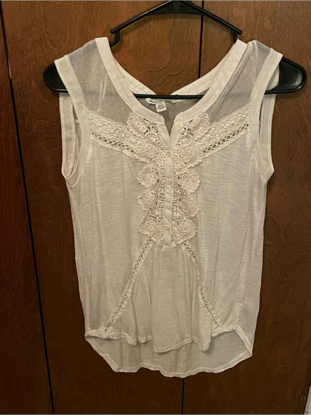 American Eagle Outfitters White Crochet Lace Sleeveless Tank
